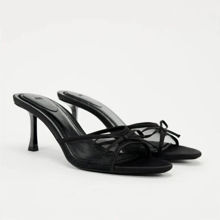 Agathe – Sandales Noires Petit Talon