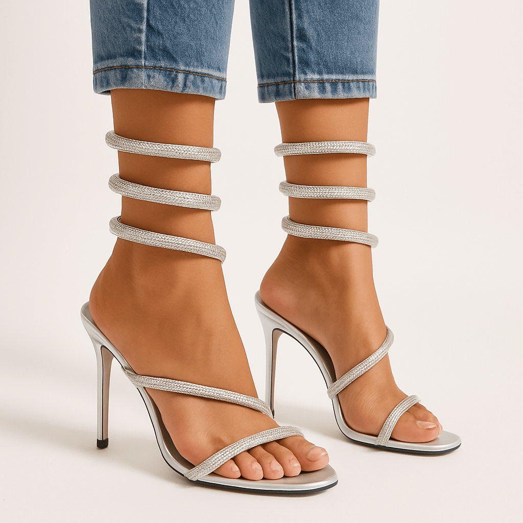 Arielle – Sandales Argentées Talons