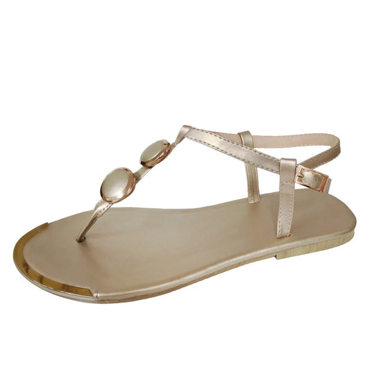 Honorine – Sandales Dorées Plates