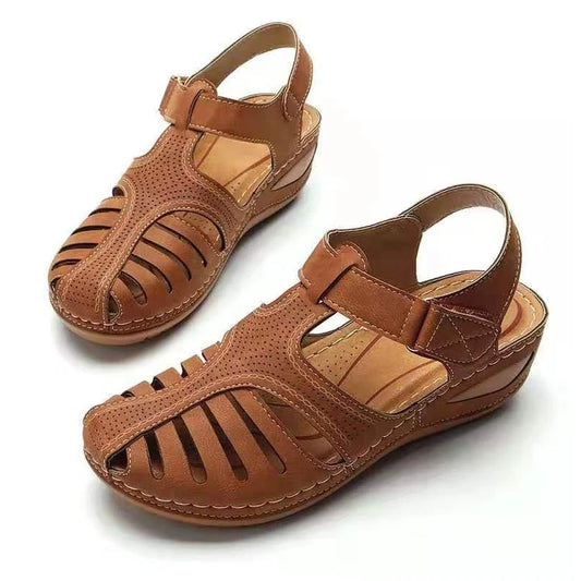 Esma – Sandales Compensées Cuir Marron Marron